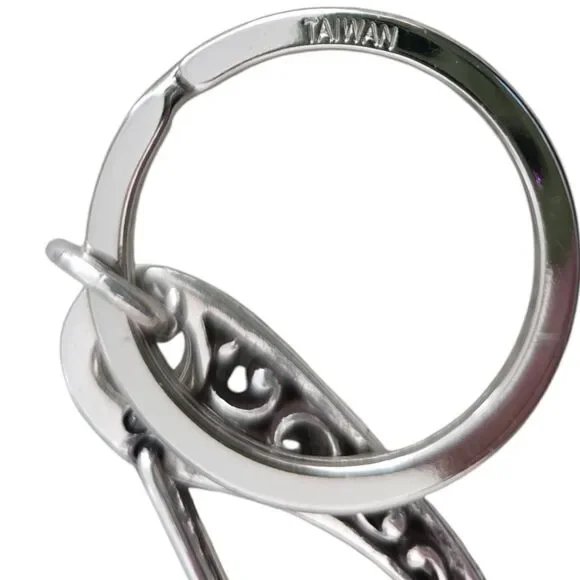 Brighton Vintage Silver Tone Filigree Key Ring Clip Charm - Picture 3 of 5